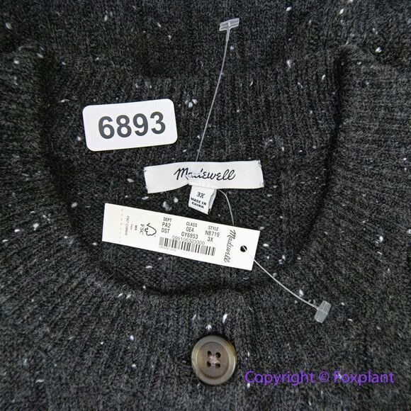 NEW Madewell Donegal dowden Henley Sweater in Coziest Yarn, black, plus size 3X - Picture 11 of 16